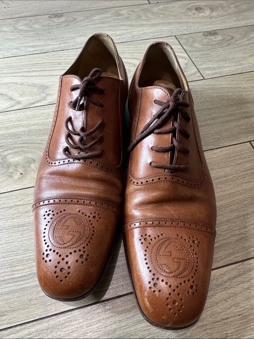Gucci Leather Dress Oxfords in Brown